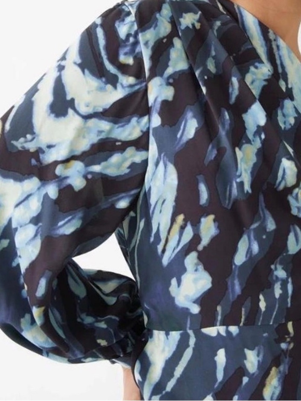 & Other Stories One-Shoulder Navy and Cream Swirl Dress